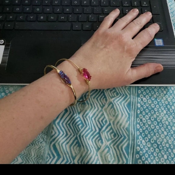 NWT 2 Artisan Bracelets, Handmade, Purple Druzy, Pink Crystal, Lovely and Unique - Picture 2 of 10